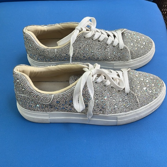 Betsey Johnson SB Sutton Silver Rhinestone Sneakers size 10 Bling Wedding - Picture 5 of 8